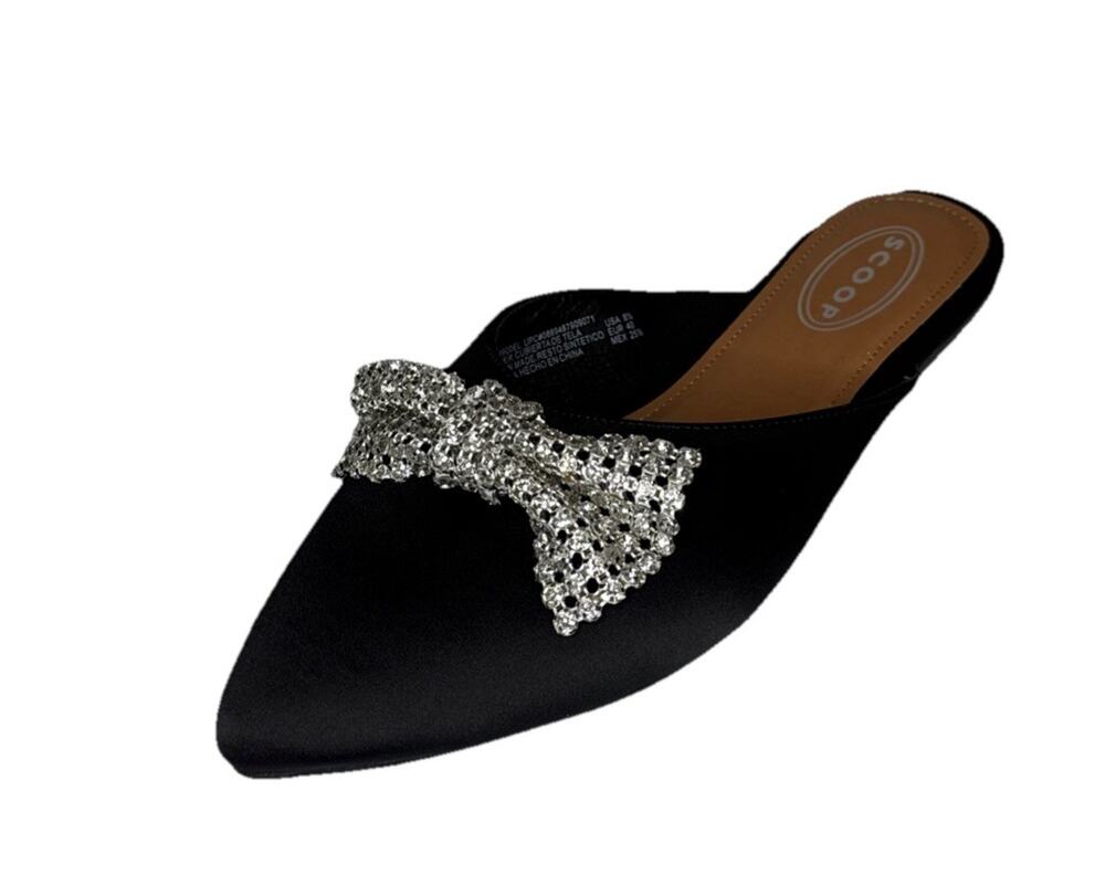 Scoop Women's Pointed Toe Bow Mules Black Size 8.5